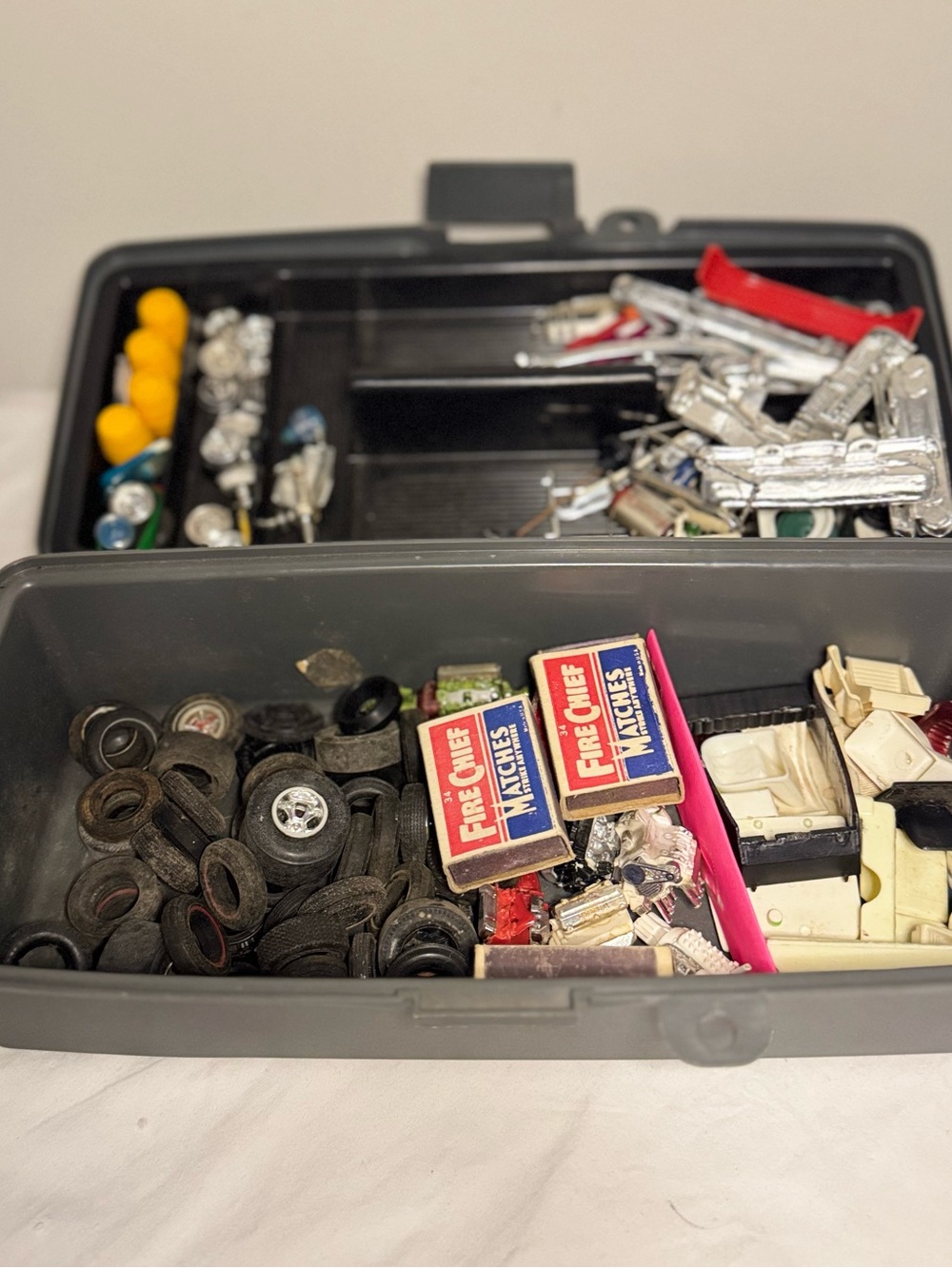 Vintage Car Model Kit Junkyard Mixed Parts Lot Wheels Chairs License Plates More